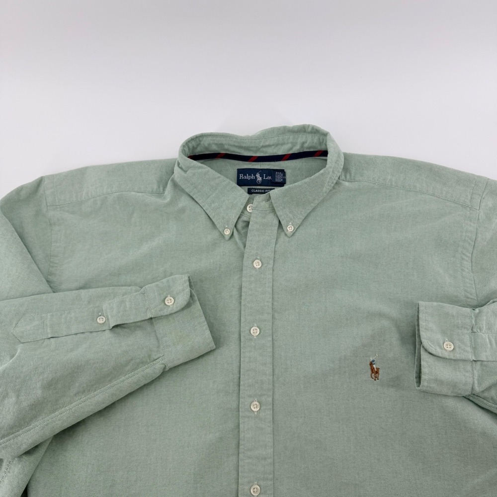 Ralph Lauren Classic Fit Oxford Shirt 2XLT Tall Sage Green Cotton Button Down